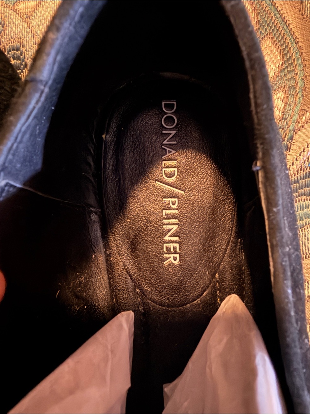 Donald J. Pliner Black Suede Loafers with Crystal Chain Accent - Picture 7 of 7